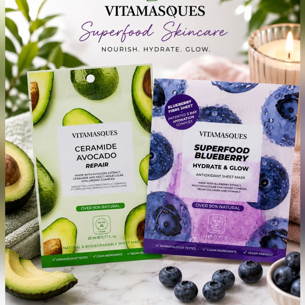 Vitamasques Skincare Masks 2pc Clean Beauty Sheet Mask Set